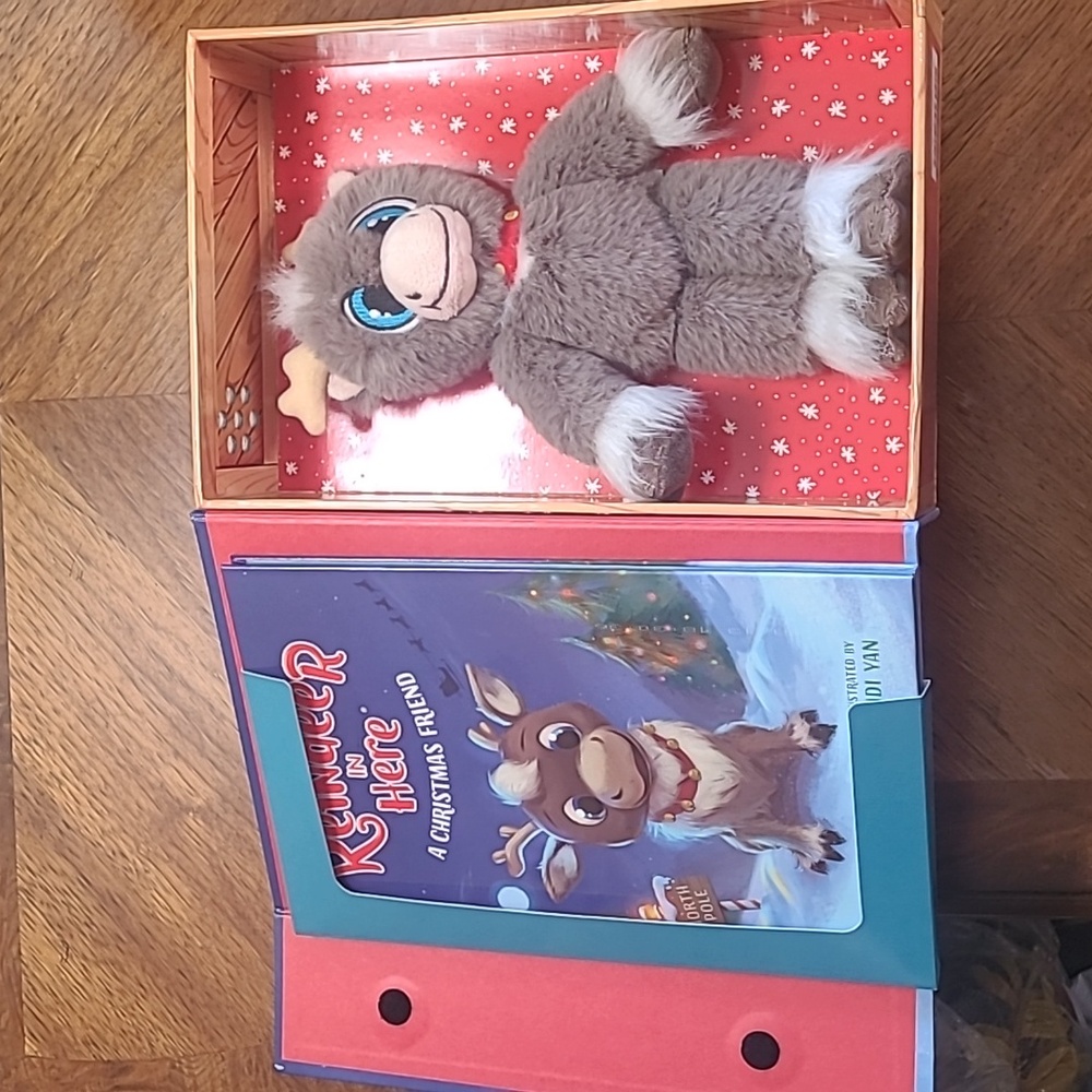 New in box! Reindeer in Here hardcover book & plush animal gift box set